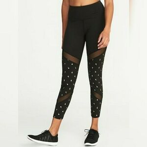 High-Rise Mesh-Trim Compression Leggings